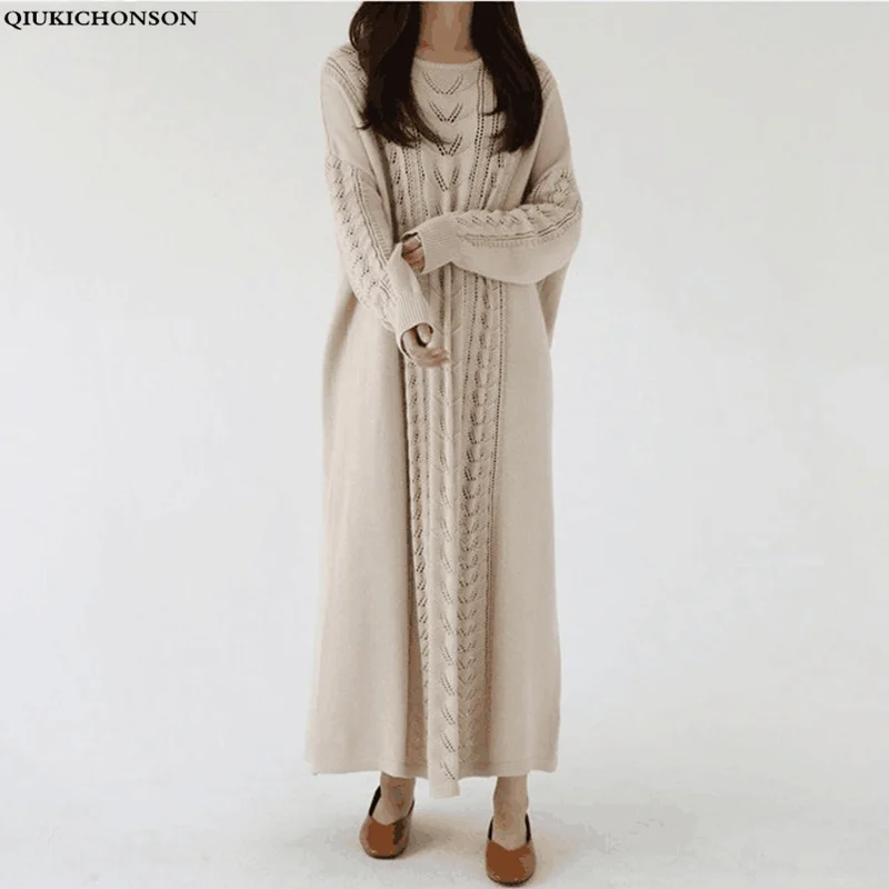 Размера плюс платье свитер на осень и зиму Женская обувь в Корейском стиле Модные