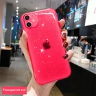 Блестящий Флуоресцентный цветной бампер для телефона iPhone 12 11 Pro Max X XR XS Max 7 8 Plus, прозрачный мягкий силиконовый чехол-накладка мини