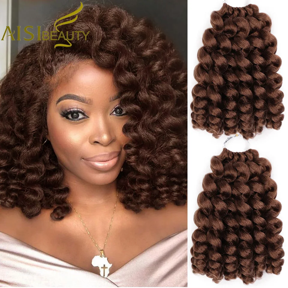 AISI BEAUTY Jumpy Wand завитые крючком косы синтетические коричневые 8 дюймов Омбре