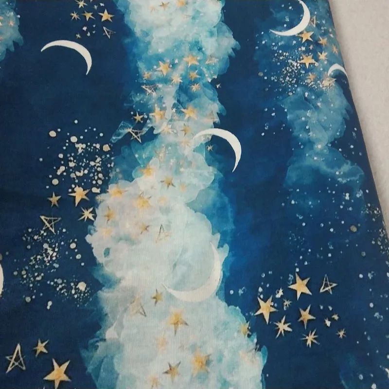 

ViaPhil Brand New 100% Cotton Sky World Moon Star Cloud Fabric Sewing Home Cloth Dress Textile Tissue Patchwork 50x105cm