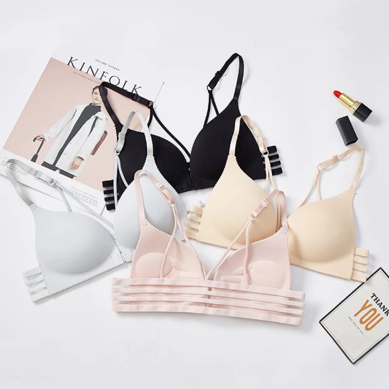 Сексуальные модные полосатые кружевные бюстгальтеры Регулируемые без косточек