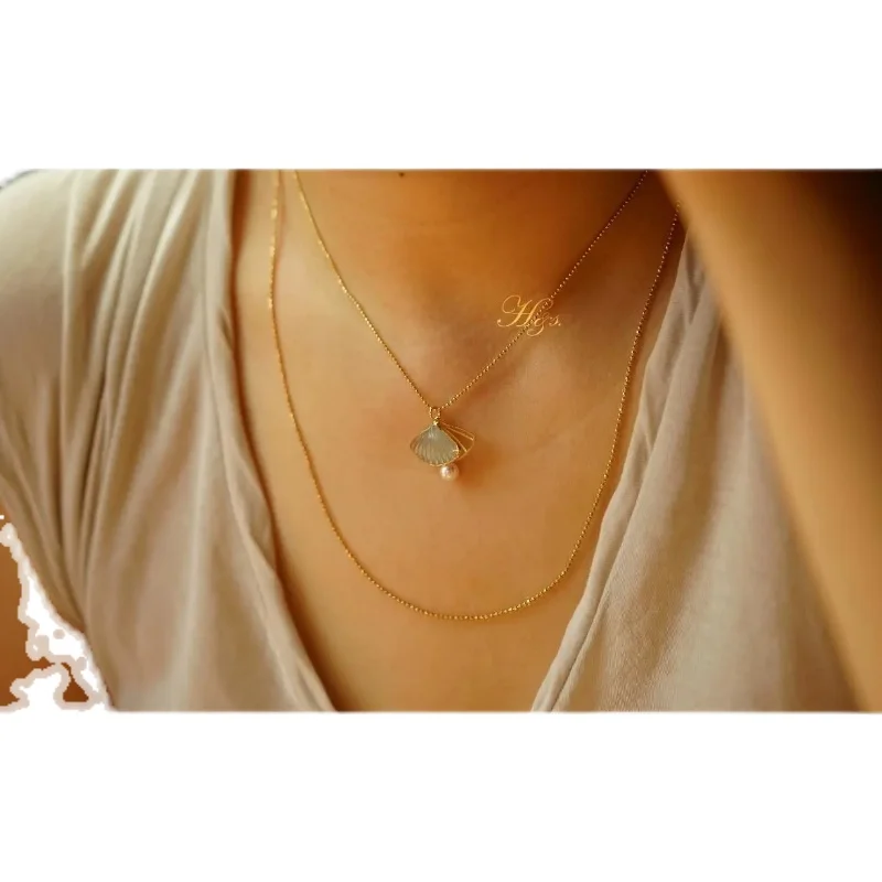 

[Zhenbei] Gao Bing Chalcedony Pendant Akoya Sea Pearls S925 Sterling Silver Inlaid
