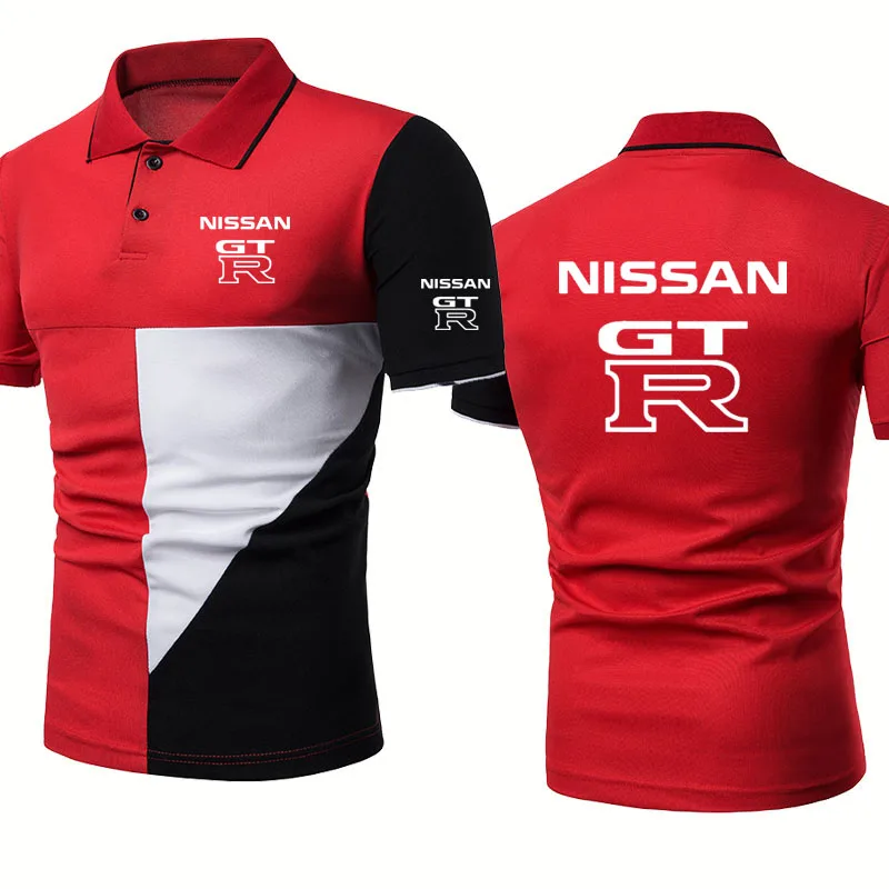 

Fashion Summer Mens polo shirt GTR Car Logo Printed casual trend Splicing Raglan High Quality Cotton Mens short sleeve tops