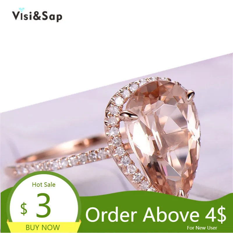 Visisap бутик 5ct большой капли воды Форма кольца для Для женщин Мода драгоценный