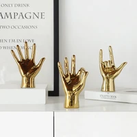 nordic gold plated creative finger arrangement home decor modern resin miniature figurines home decoration accessories desk gift