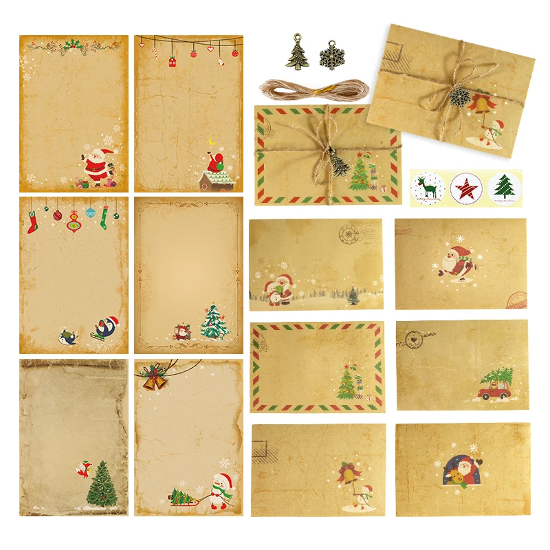 

Набор винтажных конвертов из крафт-бумаги с надписью «Merry Christmas», приглашение, поздравительная открытка, Подарочный конверт, Рождественская...