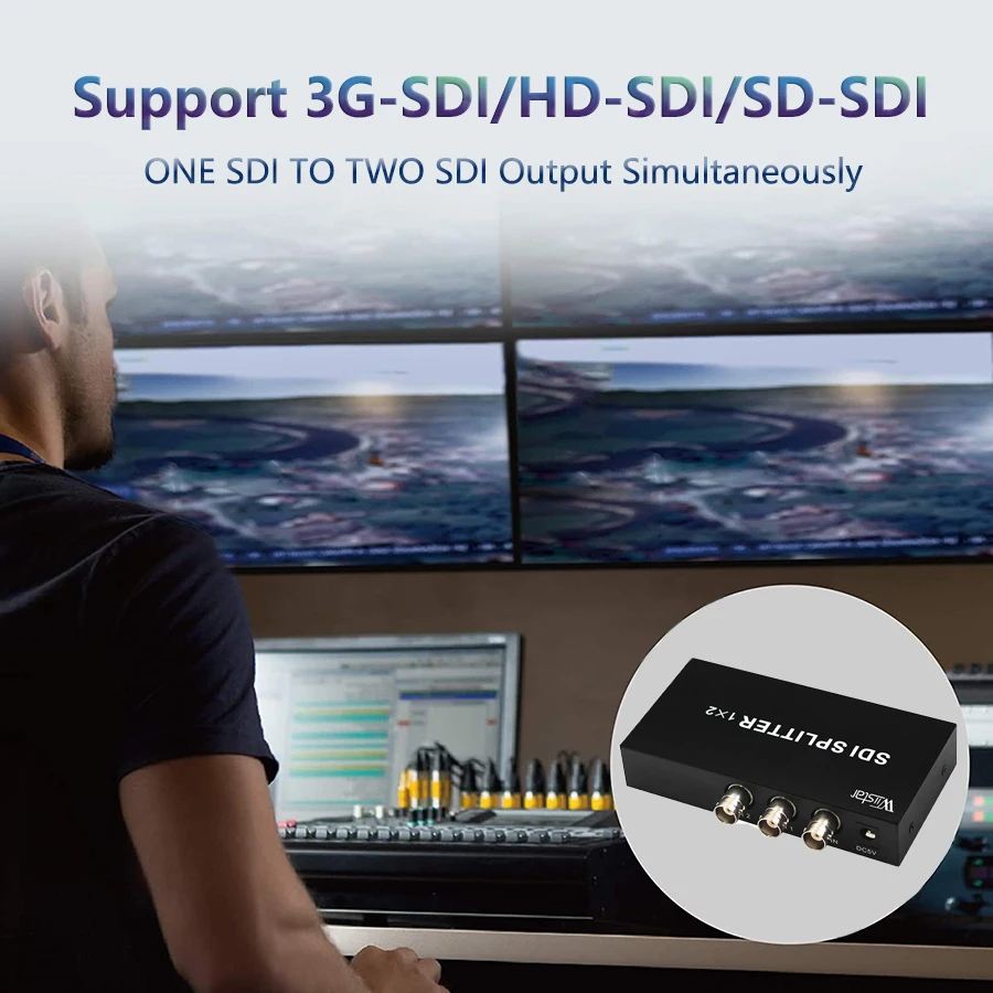 

Wiistar SDI Splitter Extender 1 in 2 out SDI Multimedia Split 1X2 Support 3G/HD/SD-SDI Signal Video for Projector Monitor