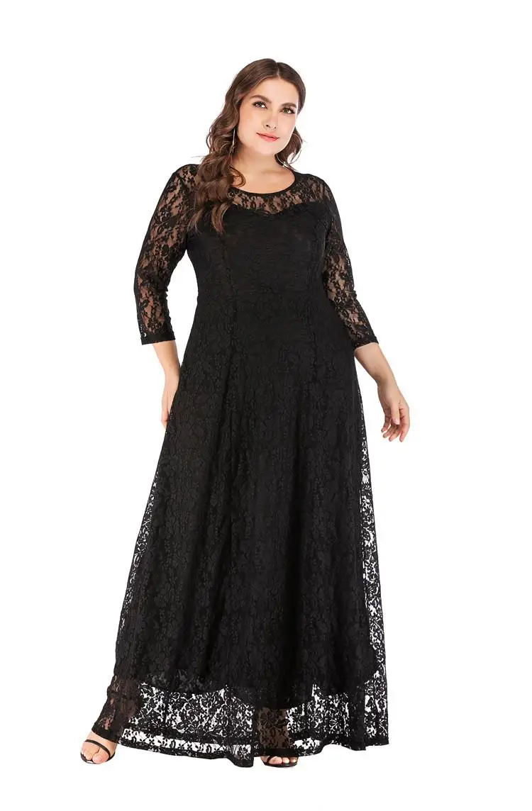 Кружевное платье длиной до пола 5xl 6xl, большие размеры, Женское зимнее платье, элегантное вечернее винтажное Длинное Макси платье, большие размеры, vestidos