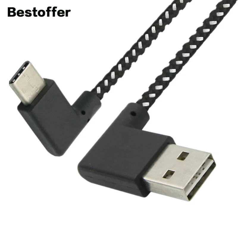

20CM 1M 2M USB2.0 Type-A to USB3.1 Type-C Male 90° Angle USB Data Sync & Charge Cable Connector