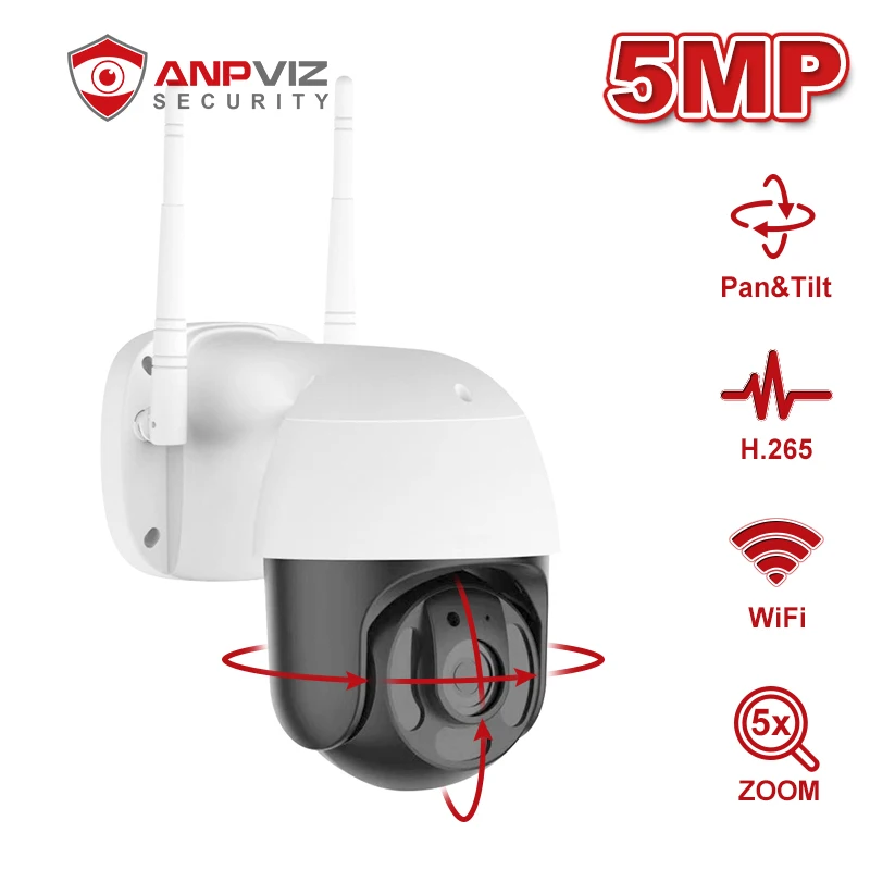 Камера видеонаблюдения Anpviz 5 МП Wi Fi PTZ кратный оптический зум|Камеры