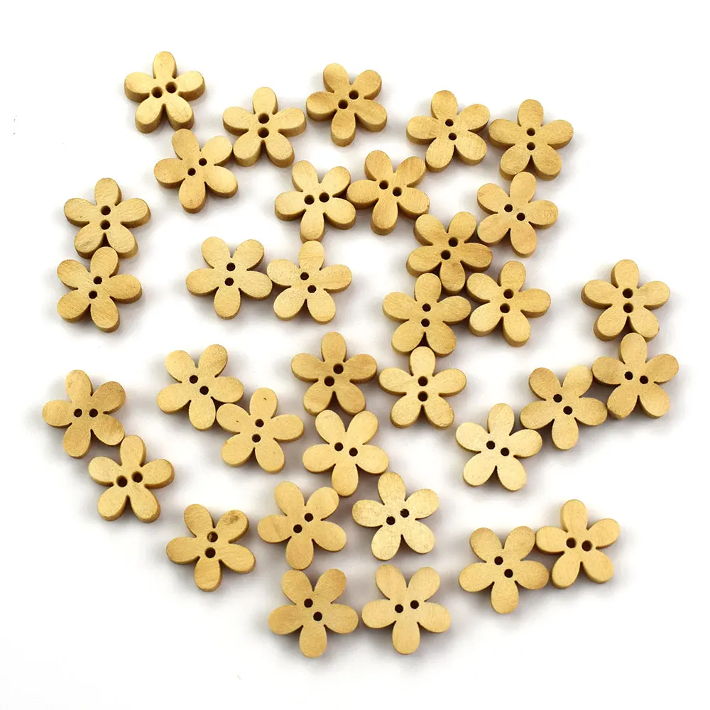 

500PCS 2-Hole 12MM Mixed Flower Pattern Wooden Buttons Scrapbooking Crafts for Decorative Sewing Apparel Accessories Home Decor