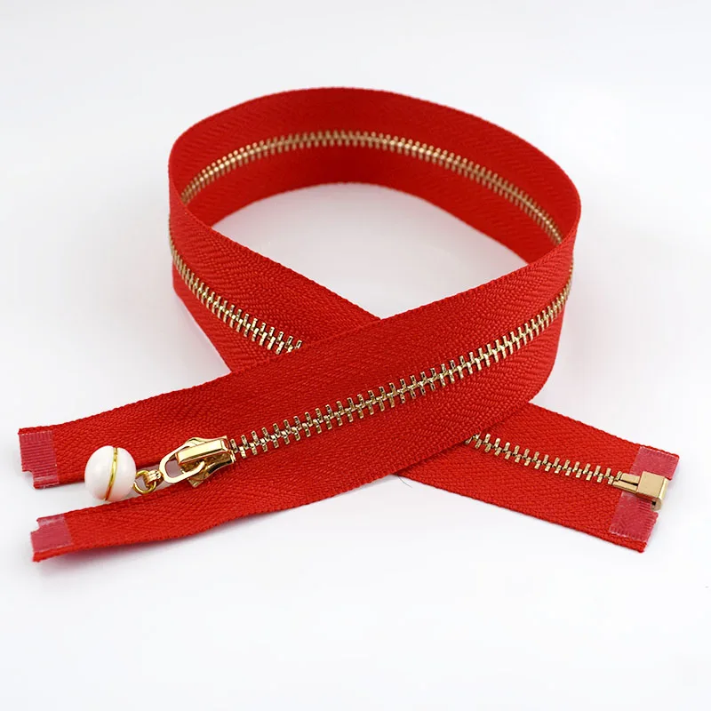 red-white 50 см 3# жемчужный слайдер съемник украшения металлические застежки-молнии для шитья одежды молния DIY ремесло аксессуары для шитья ZA044 золотые молнии - Цвет: red-white