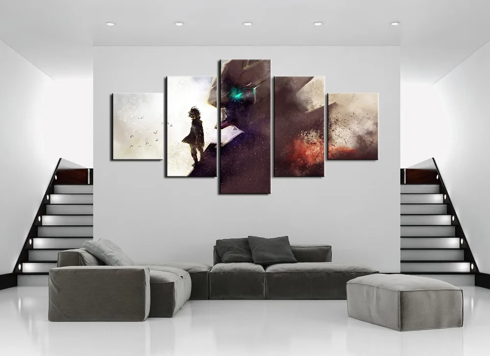 

Animation GUNDAM 5 Piece Canvas Art Painting On Canvas Room Decoration Modern Home Decor Picture HD Print Painting Artwork