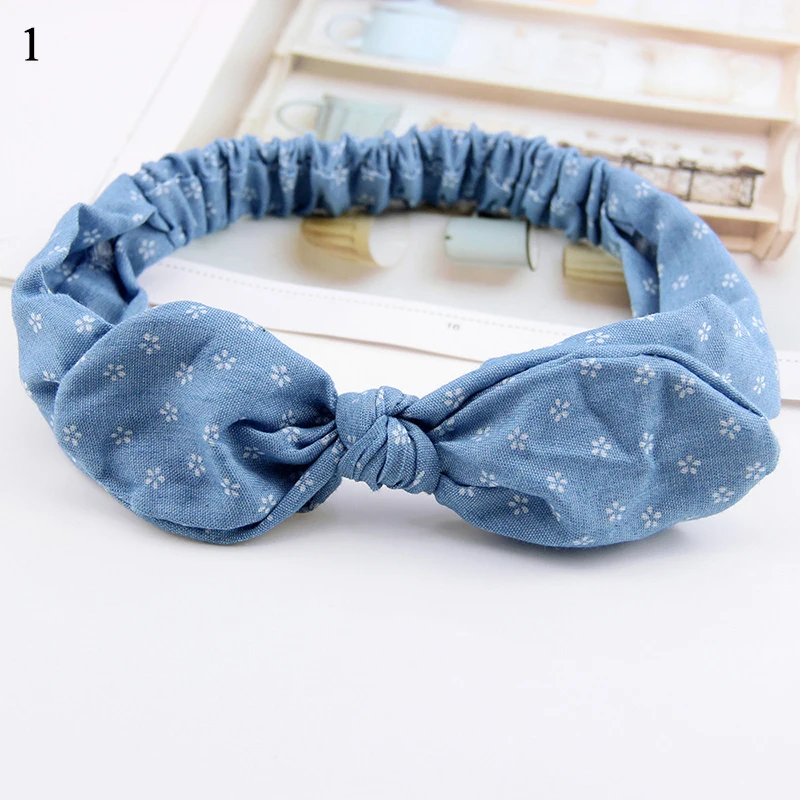 Knotted Hairband Headbands Rabbit Ears Denim Bow Headband Elastic Hair Bands Solid Accessories Women Headdress New |