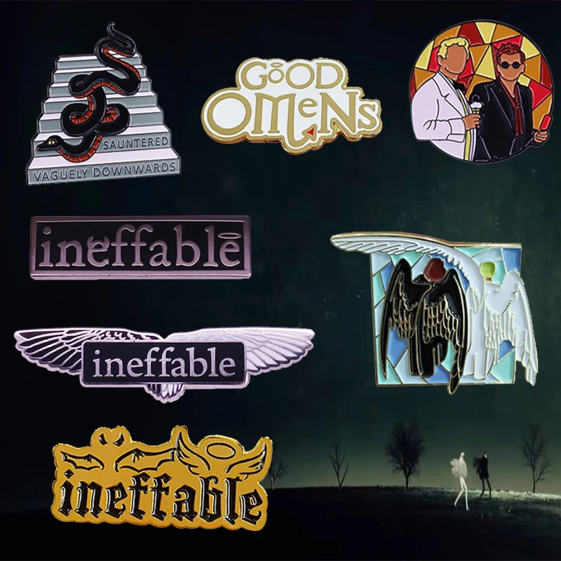 Забавный значок для ТВ сериала Good Omens с ангелом и демоном булавка Crowley Snake забавная