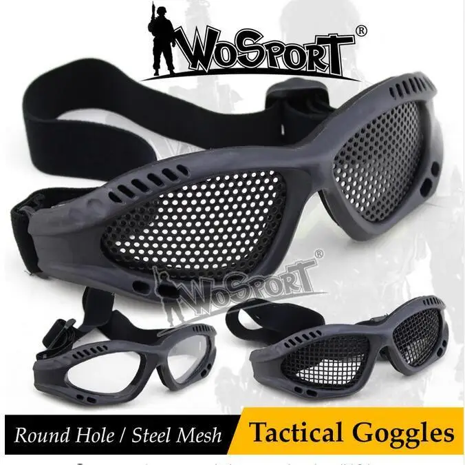 

New Outdoor Men's military bk Glasses Cs Field Eye Full Protection Steel Round Hole Tactical Glasses