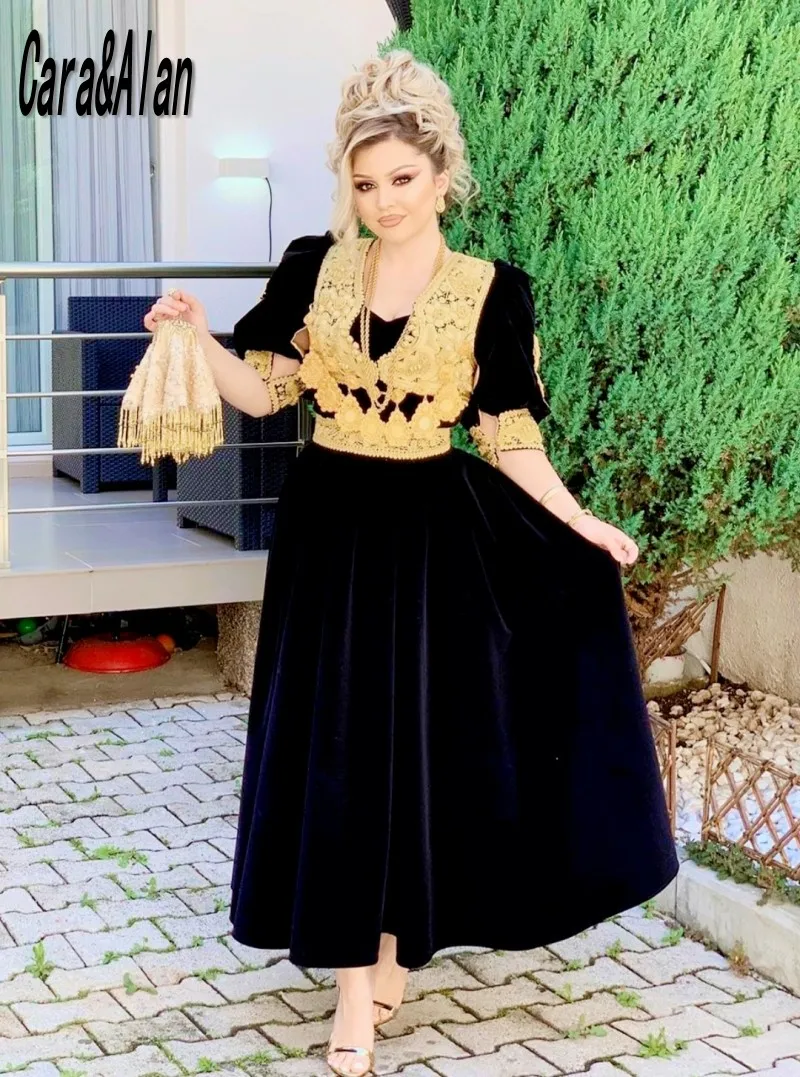 Традиционные Косово Вечерние платья Кружевная аппликация Албанское платье до