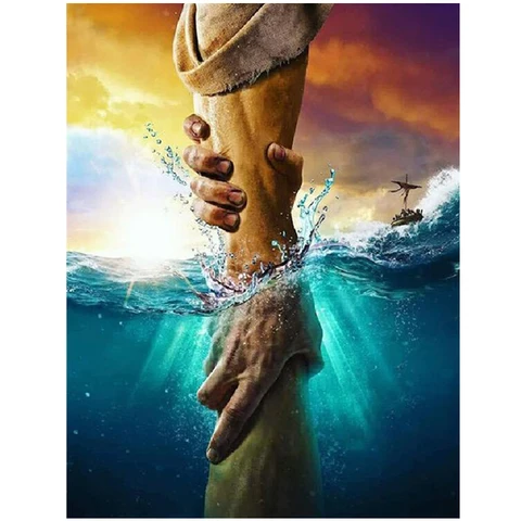 5D "сделай сам" Иисус ручной помочь в морском стиле полный дрель алмазов картина Wall Art мозаичная картина, выполненная в технике алмазной вышивки красочные Религия номер DecorZP-3536