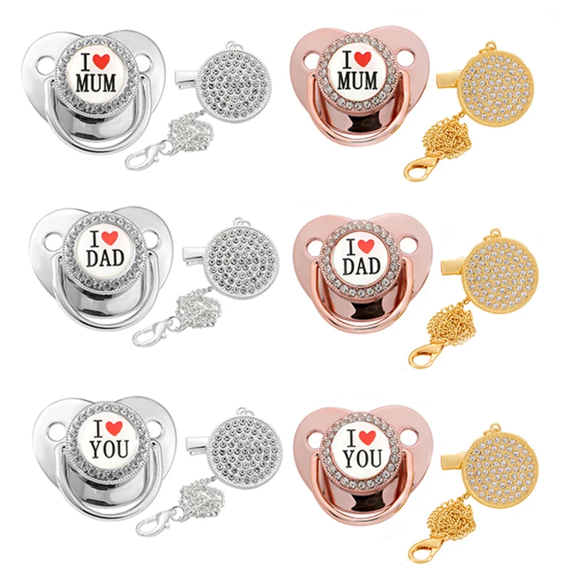 Новая серебряная детская соска со стразами блестящая Соска клипса цепочка для