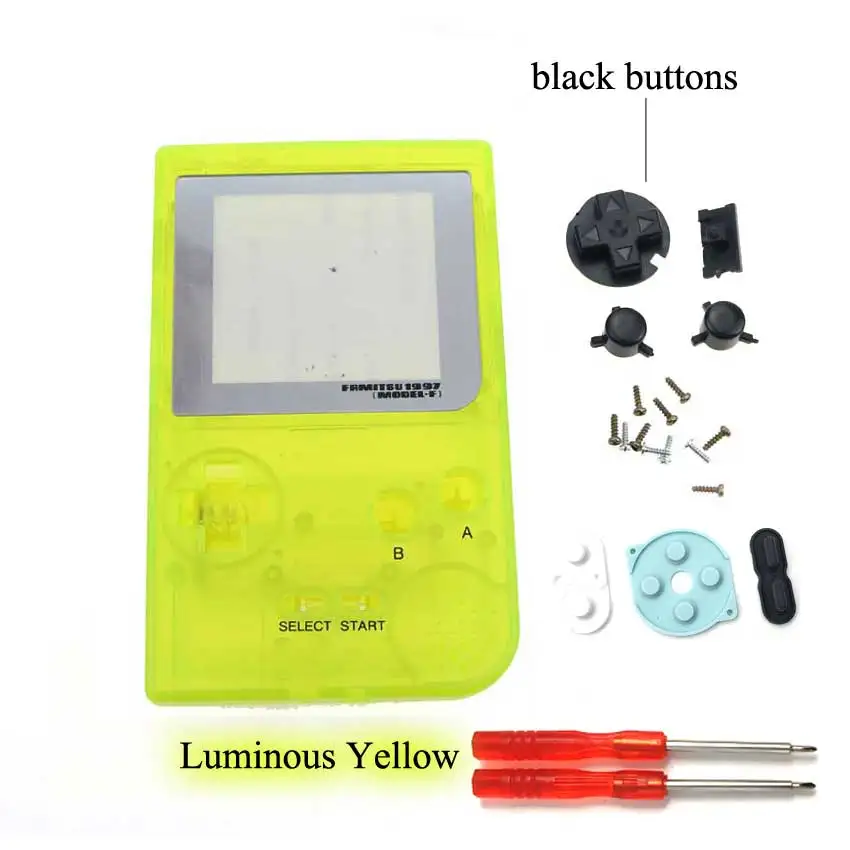 YuXi полный Чехол Корпус Замена для Gameboy Карманная игровая консоль для GBP оболочка с кнопками Набор отверток Инструменты - Цвет: Luminous yellow