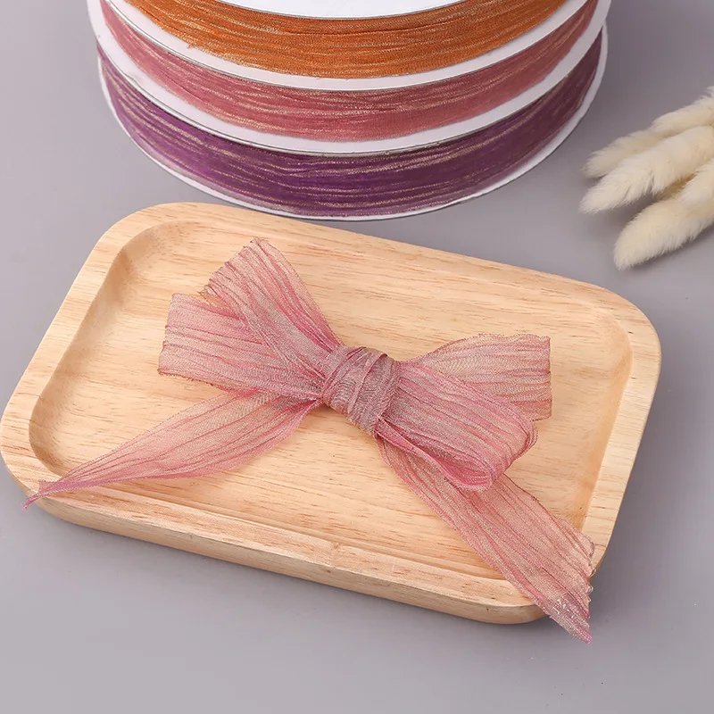 100 ярдов волнистые края Вуаль ленты морщины органза лента оптовая продажа 1-1/2