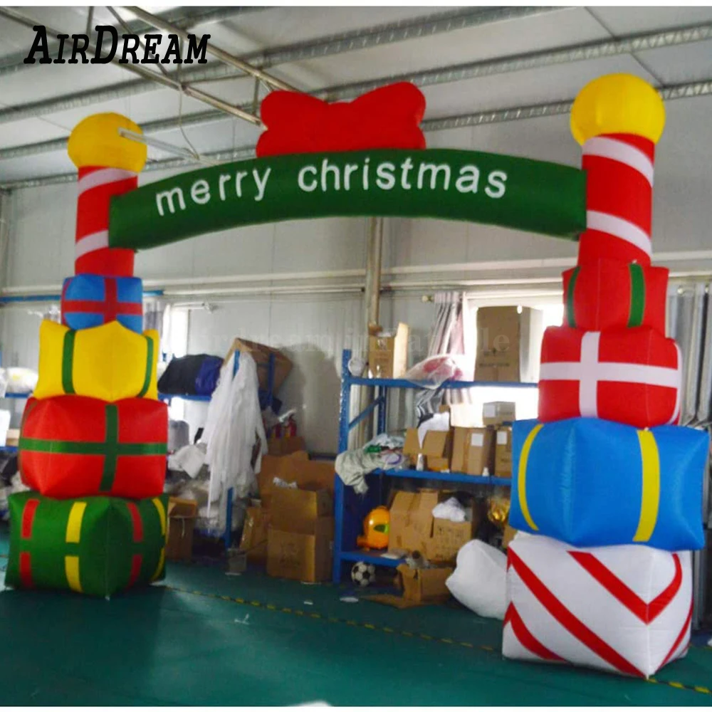 

Inflatable Christmas Arch with Gift Box Archway Air Blower for Yard Shopping Mall Decoration4/5/6/8mW