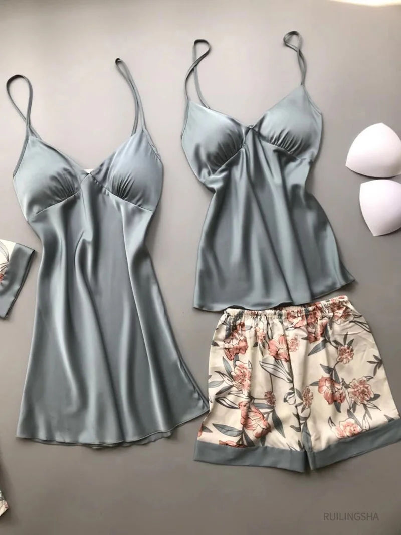 Пижама женская из искусственного шелка цвет в ассортименте M L XL XXL 4