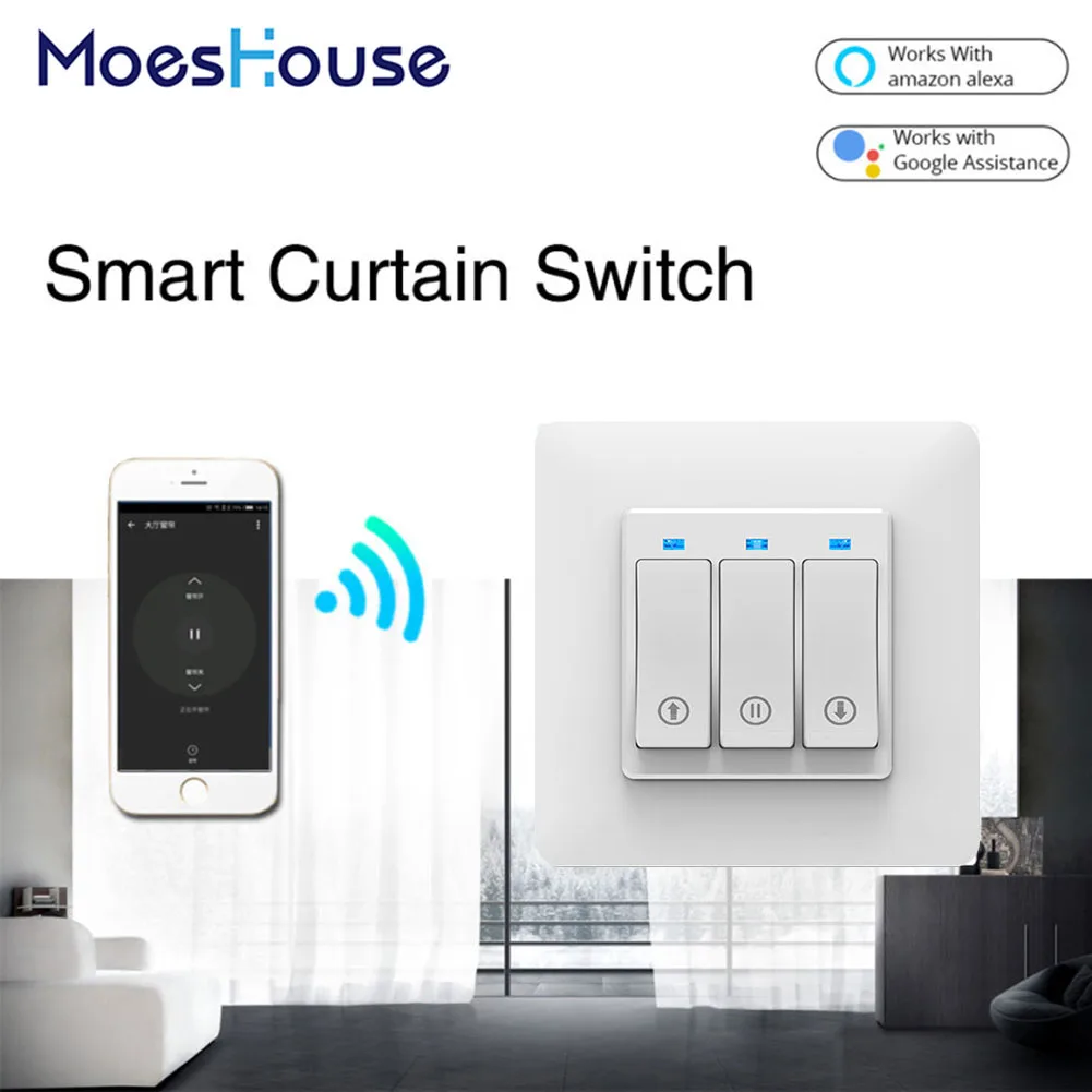 WiFi смарт кнопочный занавес рулонные шторы переключатель затвора Tuya