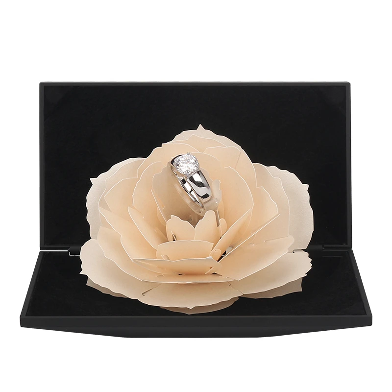 New 3d Plane Immortal Plastic Rose Special Design Jewelry Ring Box For Girl Party Birthday Engagement Gift Many Colors Available