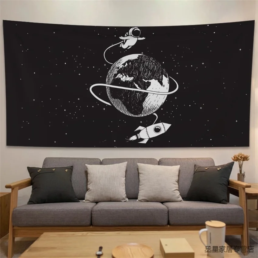 

2022 Oversized star system background cloth ins hanging cloth Astronaut Moon View Bedroom arrangement Room bedside wall tapestry