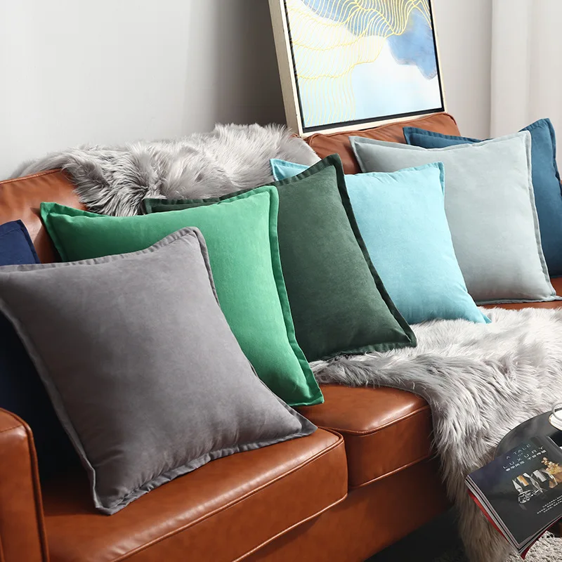 

Decorative Solid Soft Velvet Cushion Cover Pillow Cover with Folding Sofa Cushions 45x45cm Decor Living Room 60x60 30x50