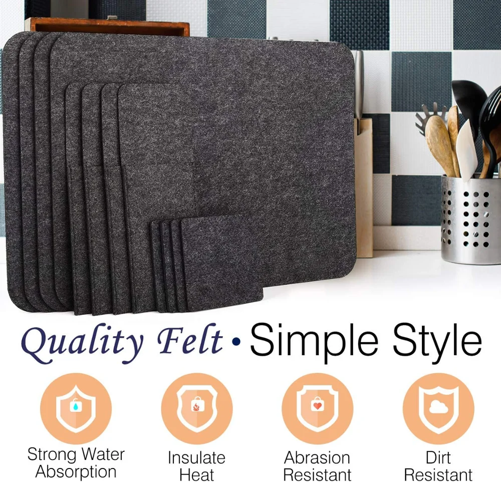 Набор из 6 кухонных столовых приборов черные подставки для напитков и столовые