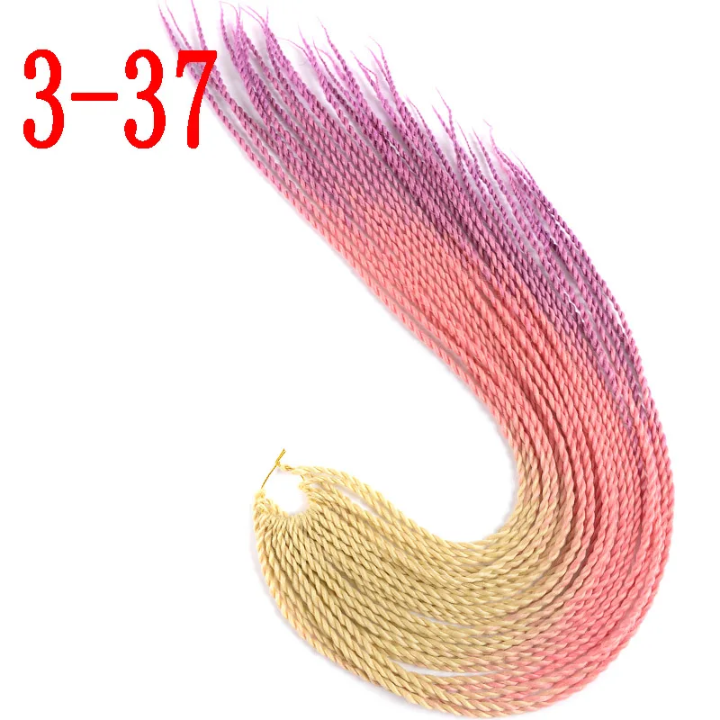 3-37 MERISIHAIR Ombre вязанные косички Сенегальские крученые волосы 24 дюйма 30 корней/упаковка синтетические плетеные волосы для женщин серый синий розовый - Цвет: 3-37