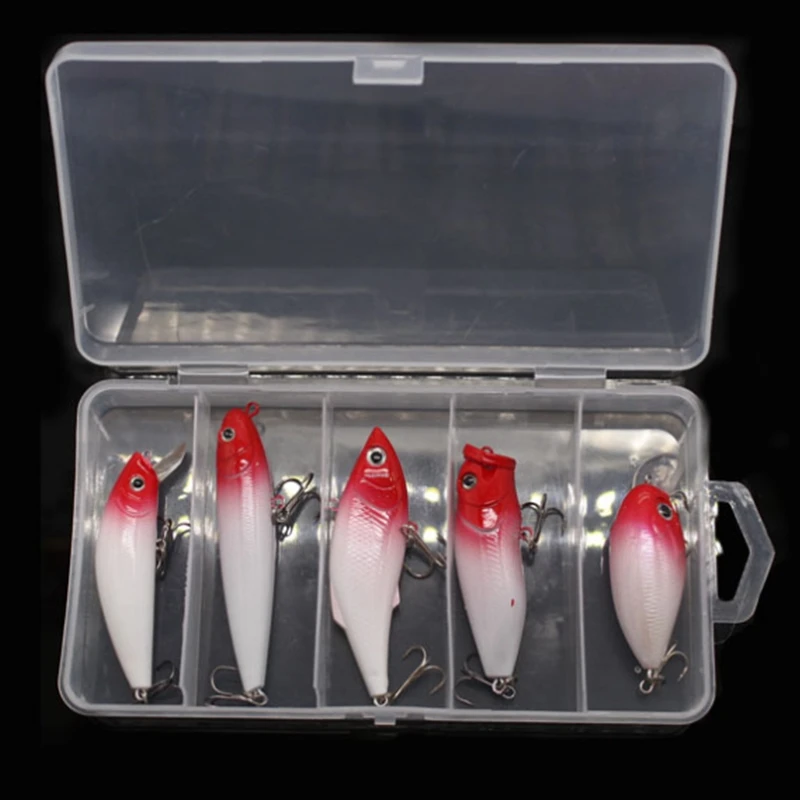 Жесткая пластиковая приманка с красной головкой набор рыболовных приманок