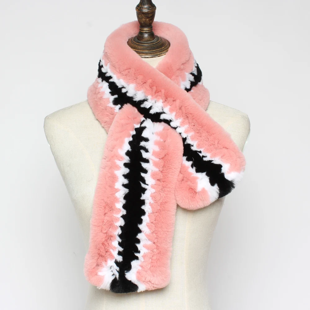 Зимние женские мягкие шарфы из натурального меха кролика Рекс 100% брендовые