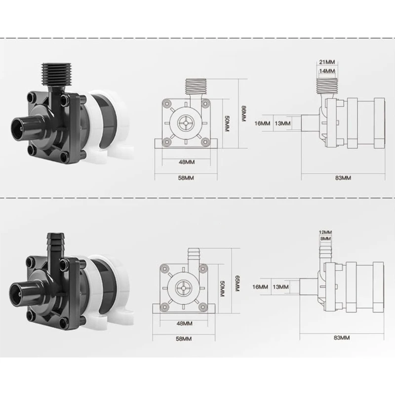 

DC 12V 24V Brushless Water Pump Silent Thread Solar Max 7m 900L/H Heater Shower Floor Heating Booster Pumps