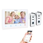 TMEZON 10-дюймовый беспроводнойWi-Fi умный IP-видеодомофон с дверным звонком, 1 сенсорный монитор с проводной камерой 2x720P