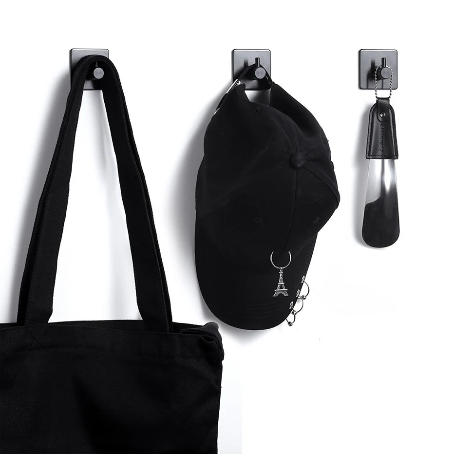 

Black L-shape Hooks Waterproof Adhesive Hanger Wall-mounted Clothes Umbrella Keys Hats Storage Hook Drill-free Decoration Hooks