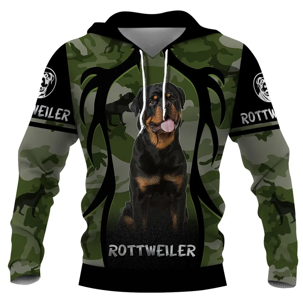 

CLOOCL Animals Hoodies 3D Graphic Animals Camouflage Dogs Rottweiler Hoodies Fashion Funny Pullovers Tops Men Clothing