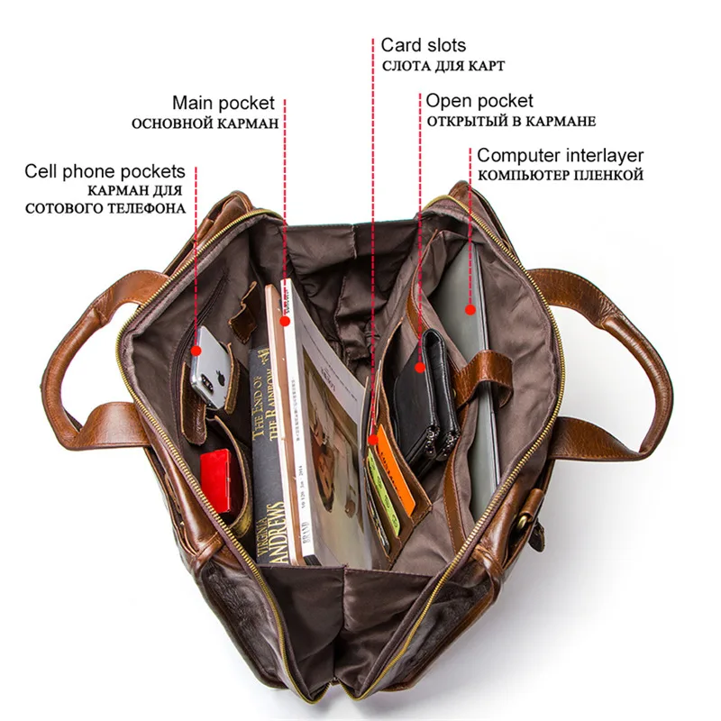 OYIXINGER Top Quality Cowhide Men Briefcase Genuine Leather Handbags For 15 Inch Laptop Luxury Large Capacity Male Shoulder Bags