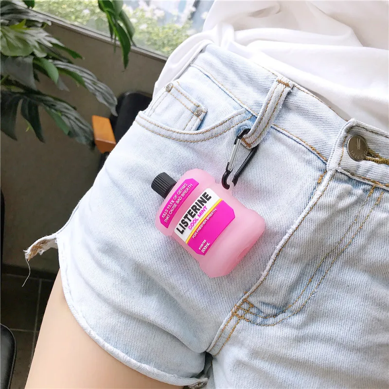 Милый 3D бутылочка для полоскания рта мягкая Обложка Apple Airpods чехол Pro Чехол s