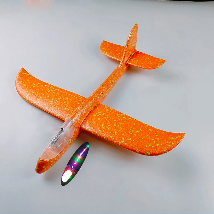 48cm Lamp Orange Сделай Сам ручной бросок Летающий планер самолеты светящиеся темные игрушки для детей пена модель аэроплана наполнители планер самолет игрушки игра - Цвет: 48cm Lamp Orange