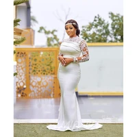 2022 african brides formal custom made silk satin mermaid bridal gown long sleeve lace robe de mariage