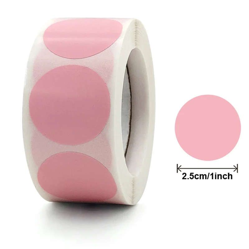 

500pcs/Roll 25mm Solid Color Label Sticker Round Heart Shape Seal Sticker Handmade Scrapbooking Card Envelope Stationery Sticker