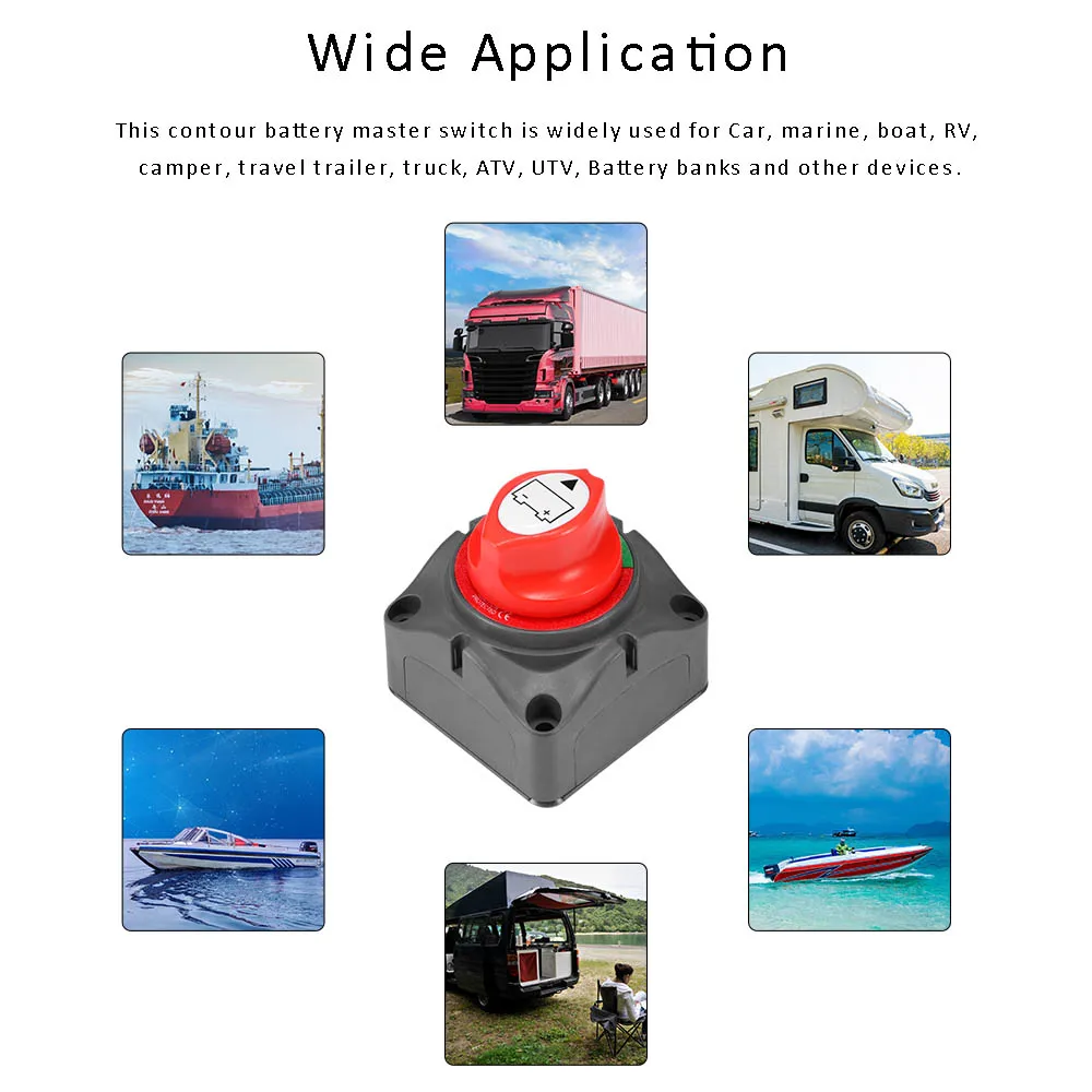 

Universal 12V/24V Battery Isolator Cutoff Cut Off Power Kill Switch Waterproof Cover for Marine Car Boat ATV Scooters Truck