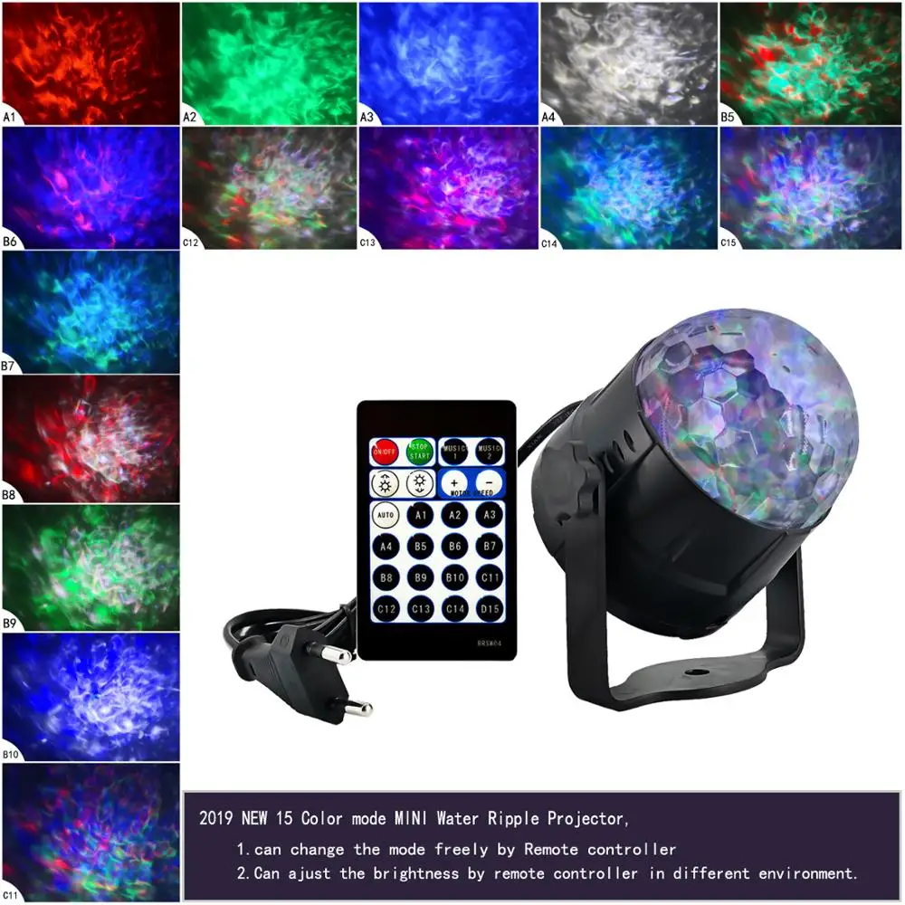 

15 Patterns Sound Activated Rotating Disco Ball LED Stage Light RGB Party Laser Projector Lighting For Christmas Home KTV Effect