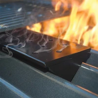 black barbecue triangular smoker box with lid non stick coating v shaped wood chip bbq gas grill long gas grill smokers tools