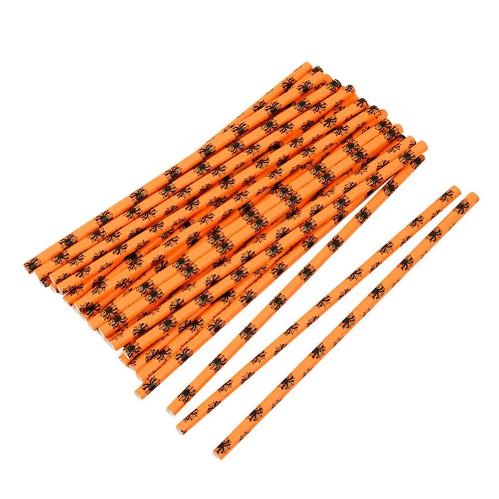 

25pcs Environmental Halloween Paper Straws White Black Orange Bat Ghost Pumpkin Drinking Straws Halloween Birthday Party Decor