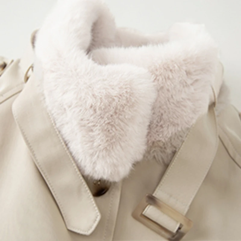 Lautaro Зимний длинный теплый толстый тренч для женщин с искусственным мехом внутри