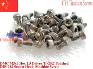 Титановый винт DIN 912 M3, M3x3, M3x4, M3x5, M3x6, M3x10, M3x12, M3x14, M3x16, M3x20, M3x25, M3x30, M3x30, с шестигранной головкой, 2,5, Ti GR2